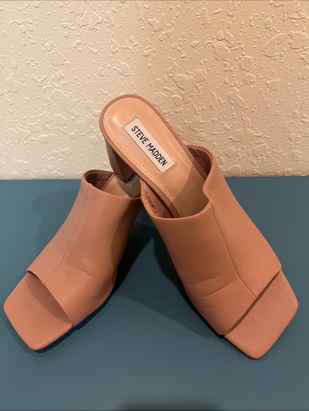 Steve Madden Blush Pink Open-Toe Block Heel Mules